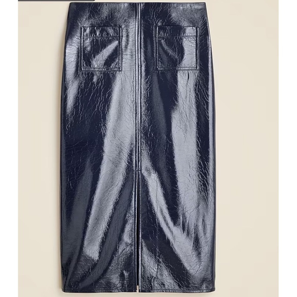 J.‎ Crew Patch Pocket Kramer Skirt Navy Blue Faux Leather Size 8 New With Tags